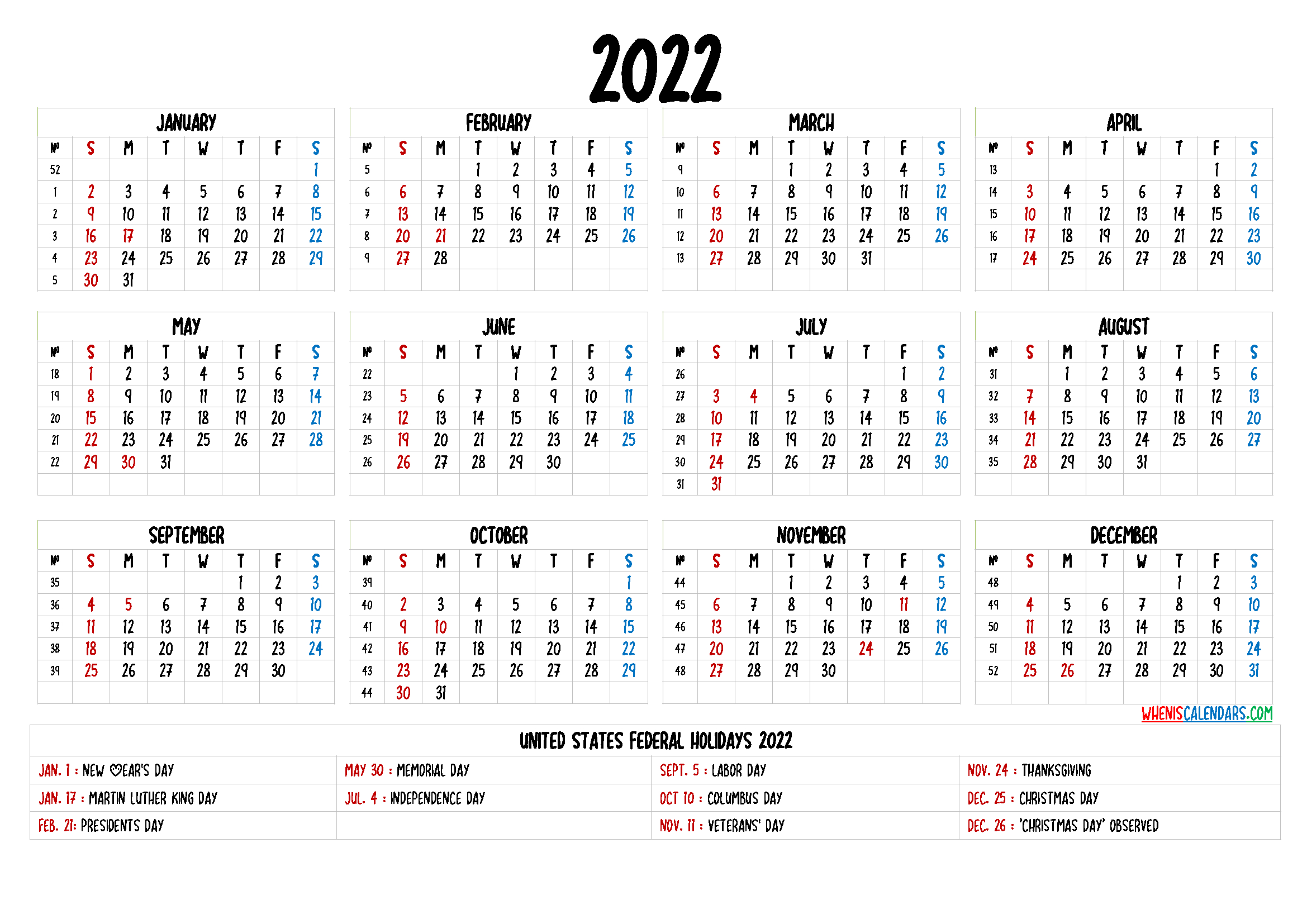 Calendar 2022 Free