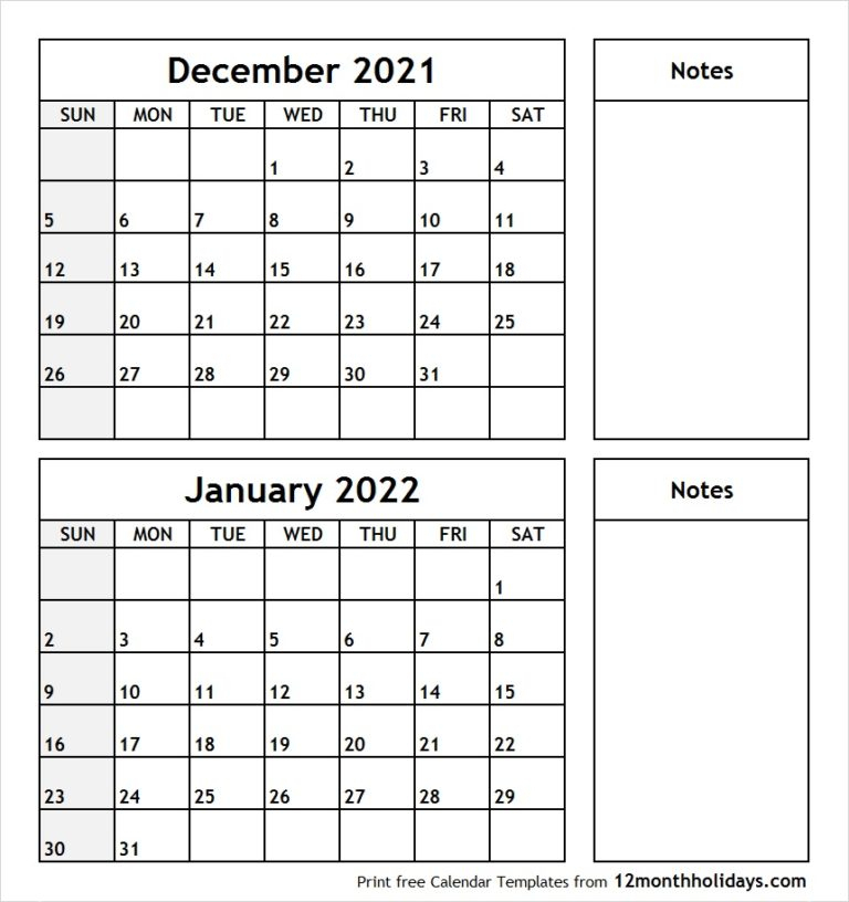 Calendar December 2021 January 2022 Nz - Printable