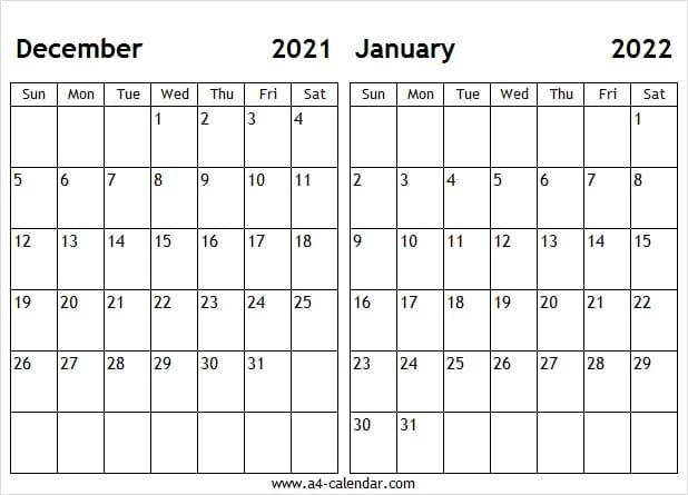 Calendar December 2021 January 2022 Nz - Printable
