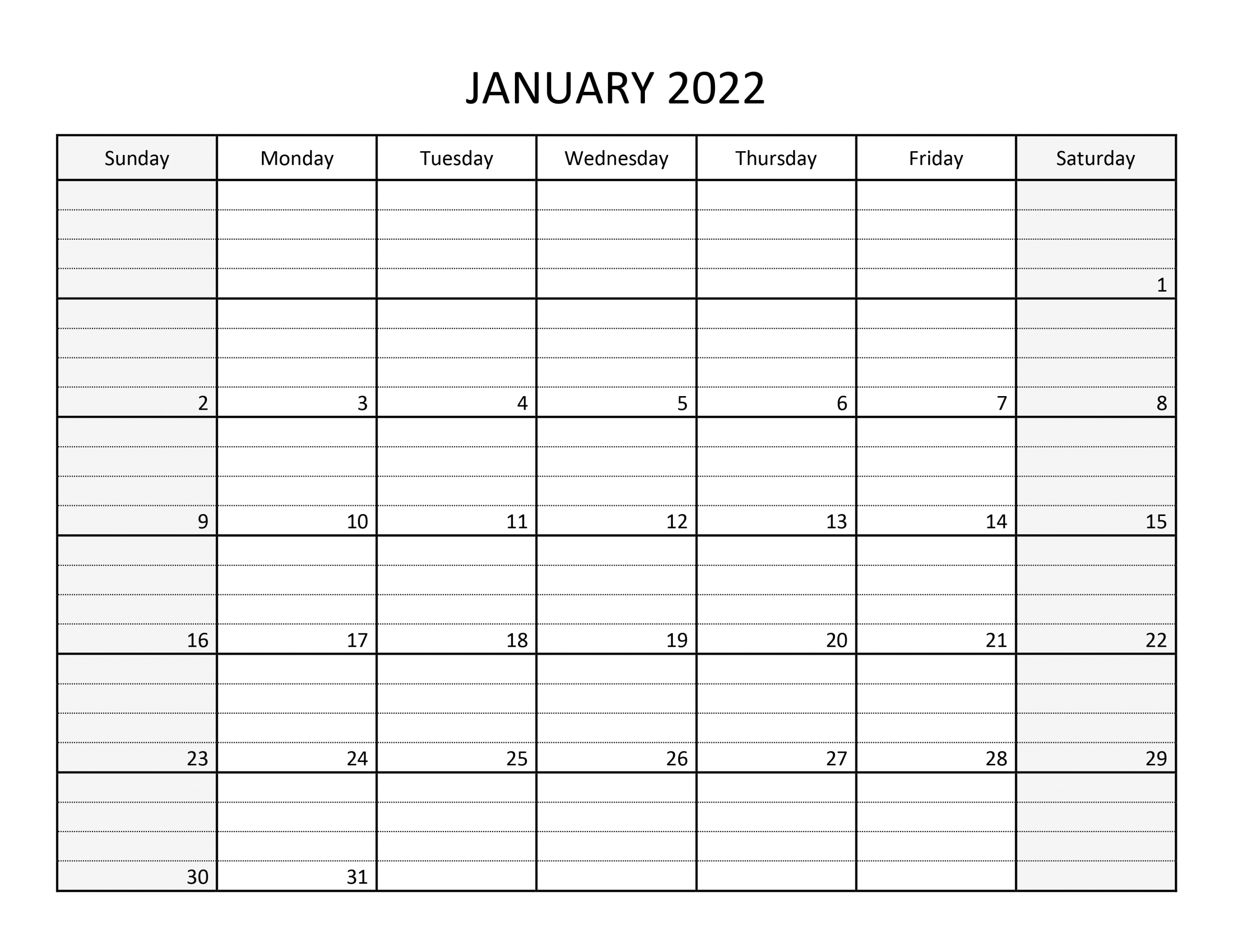 Calendar For January 2022 - Free-Calendar.su