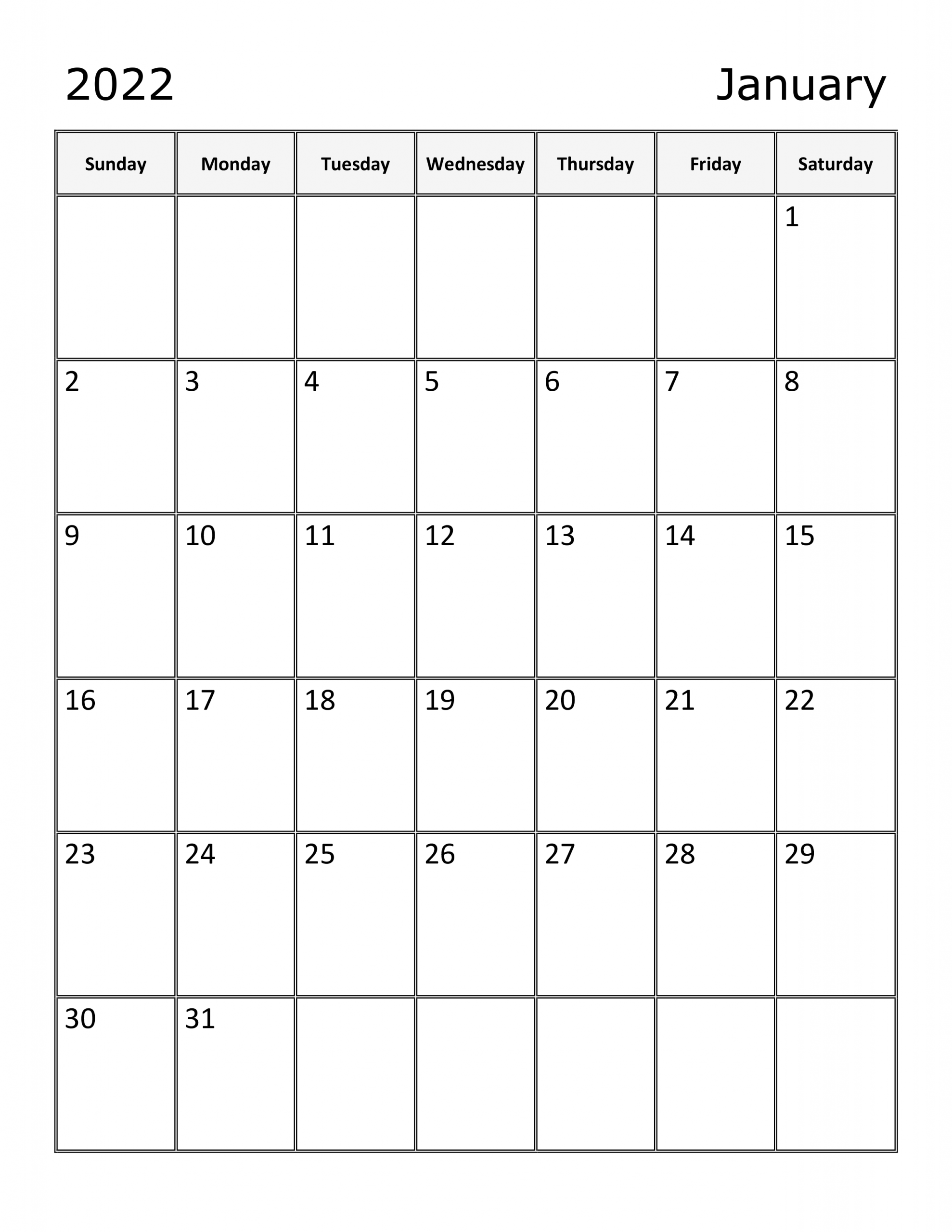 Calendar For January 2022 - Free-Calendar.su