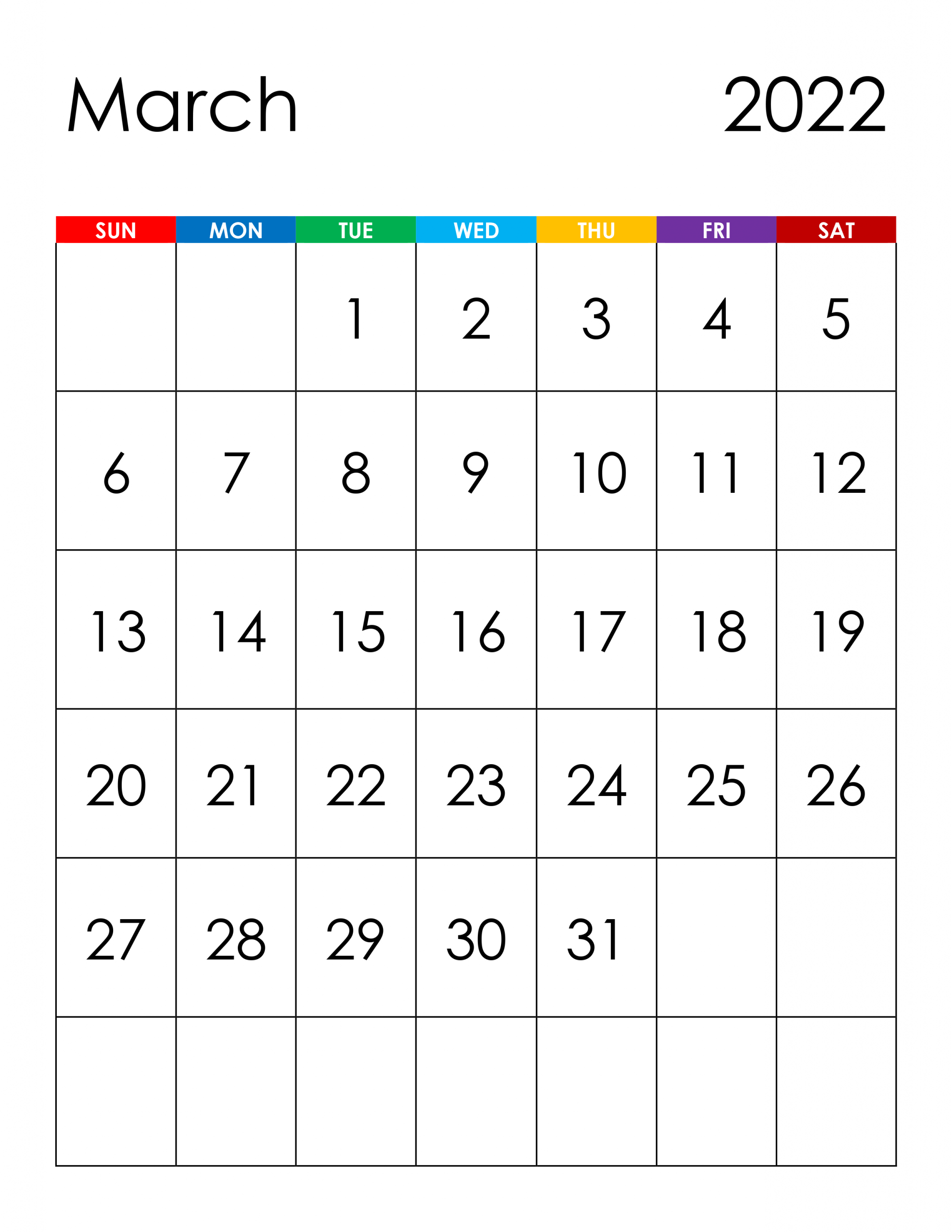 Calendar For March 2022 - Free-Calendar.su