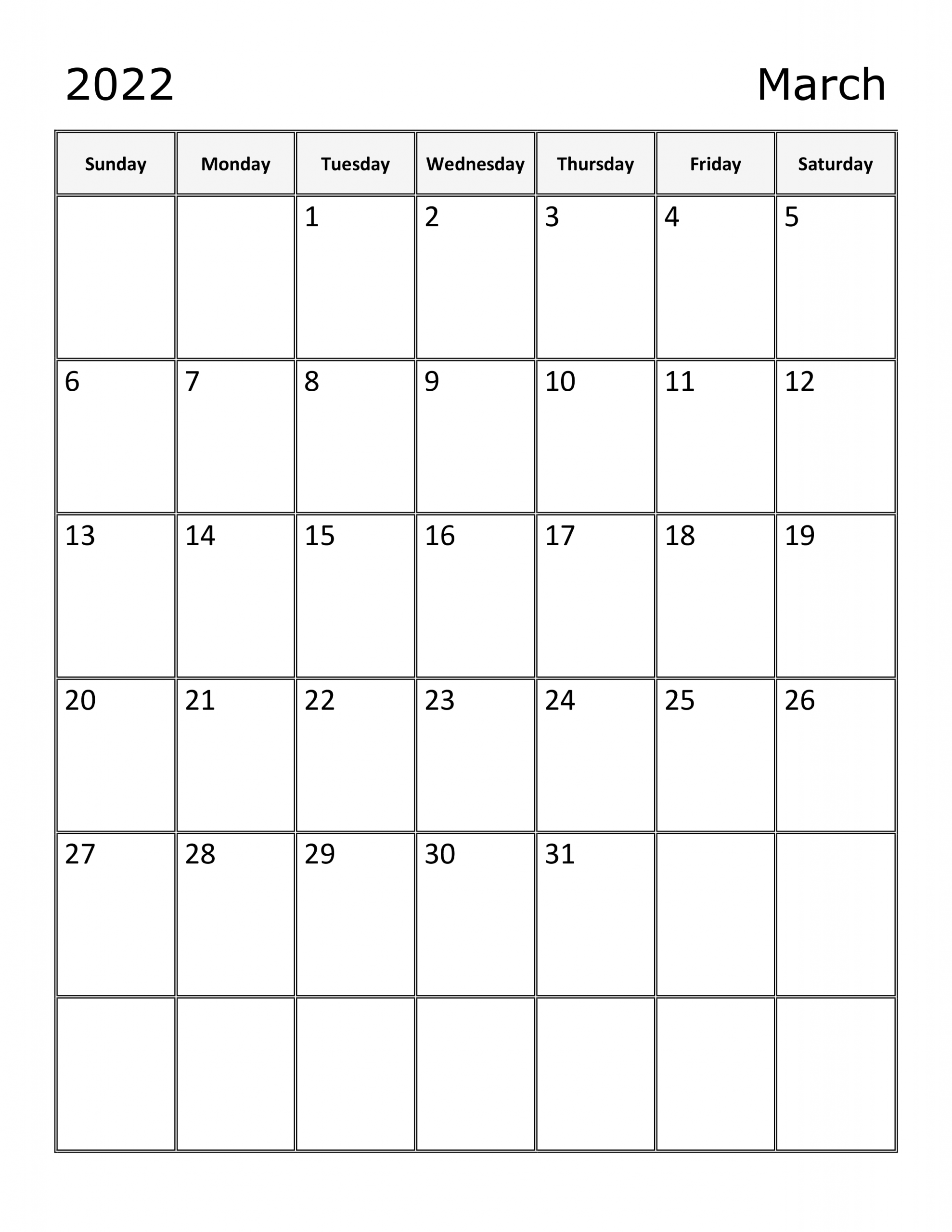 Calendar For March 2022 - Free-Calendar.su