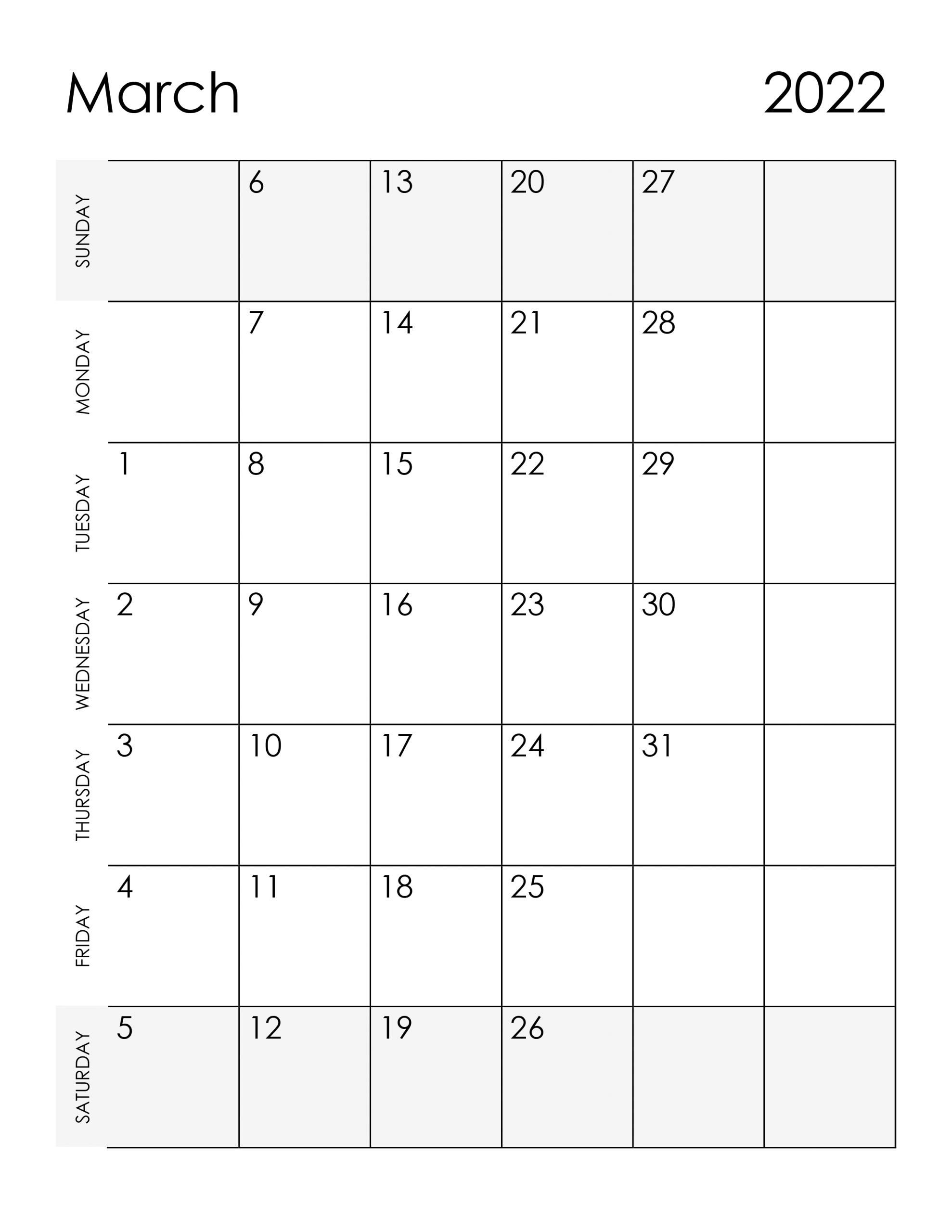 Calendar For March 2022 - Free-Calendar.su