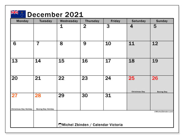 Calendar &quot;Victoria&quot; - Printing December 2021 - Michel