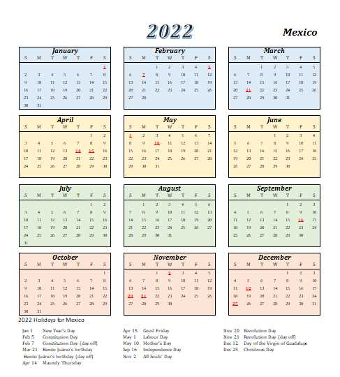 Calendario 2019 Y 2022 Mexico | 2021Printablecalendar