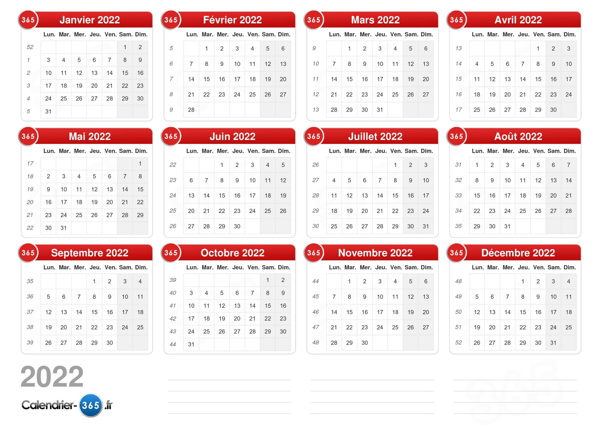 Calendrier 2022 | Printable Monthly Calendar 2021