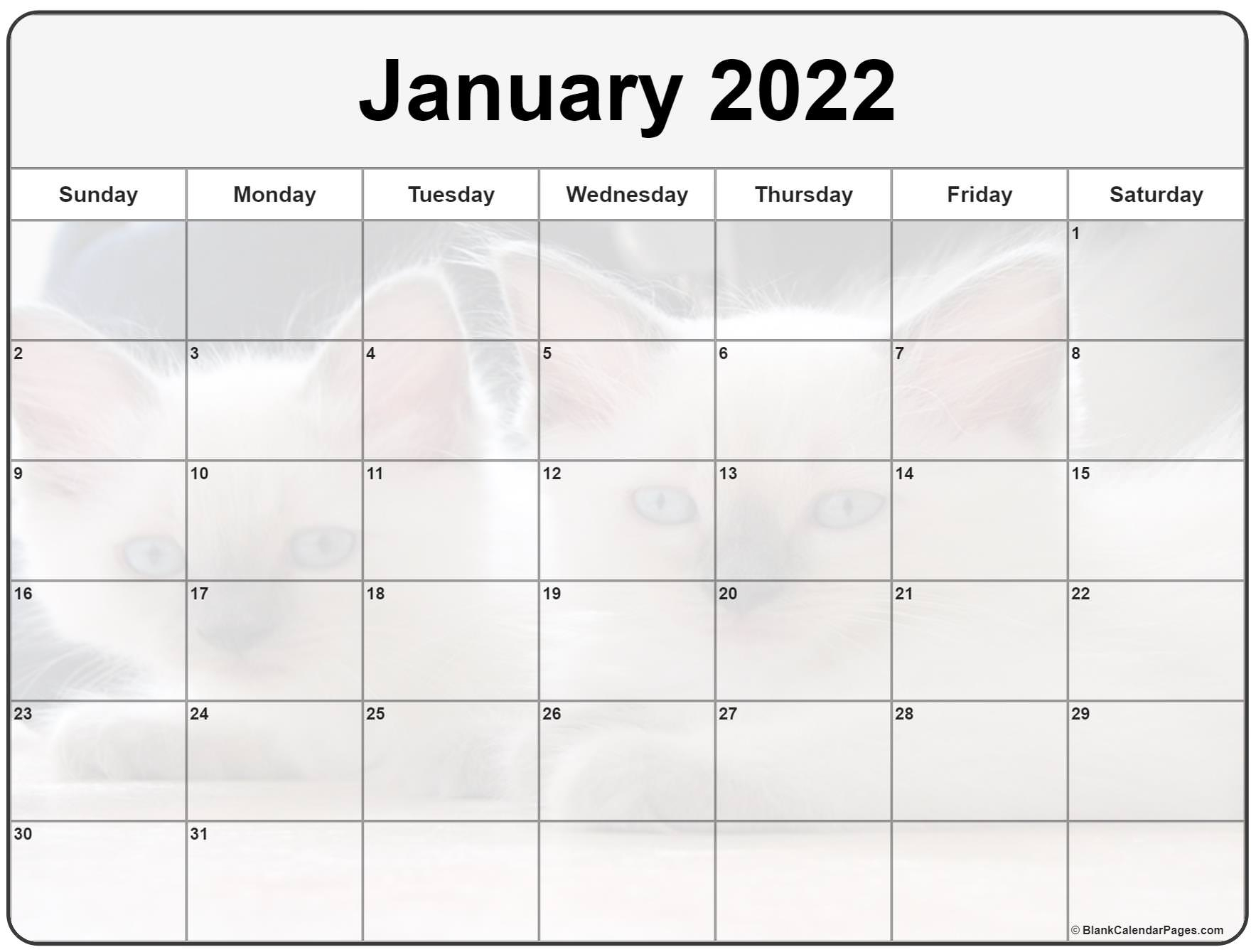Collection Of January 2022 Photo Calendars With Image Filters.