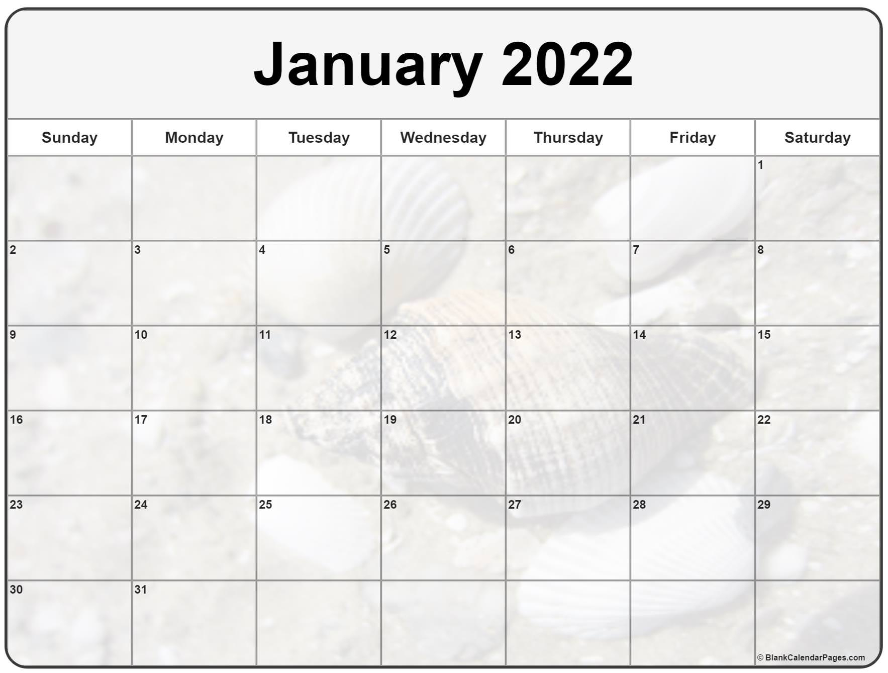 Collection Of January 2022 Photo Calendars With Image Filters.