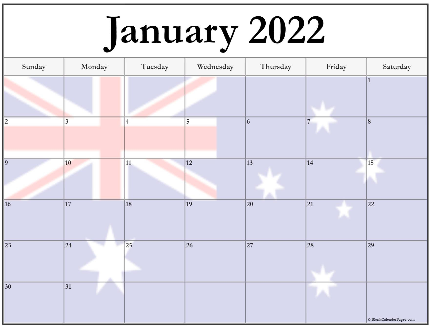 Collection Of January 2022 Photo Calendars With Image Filters.