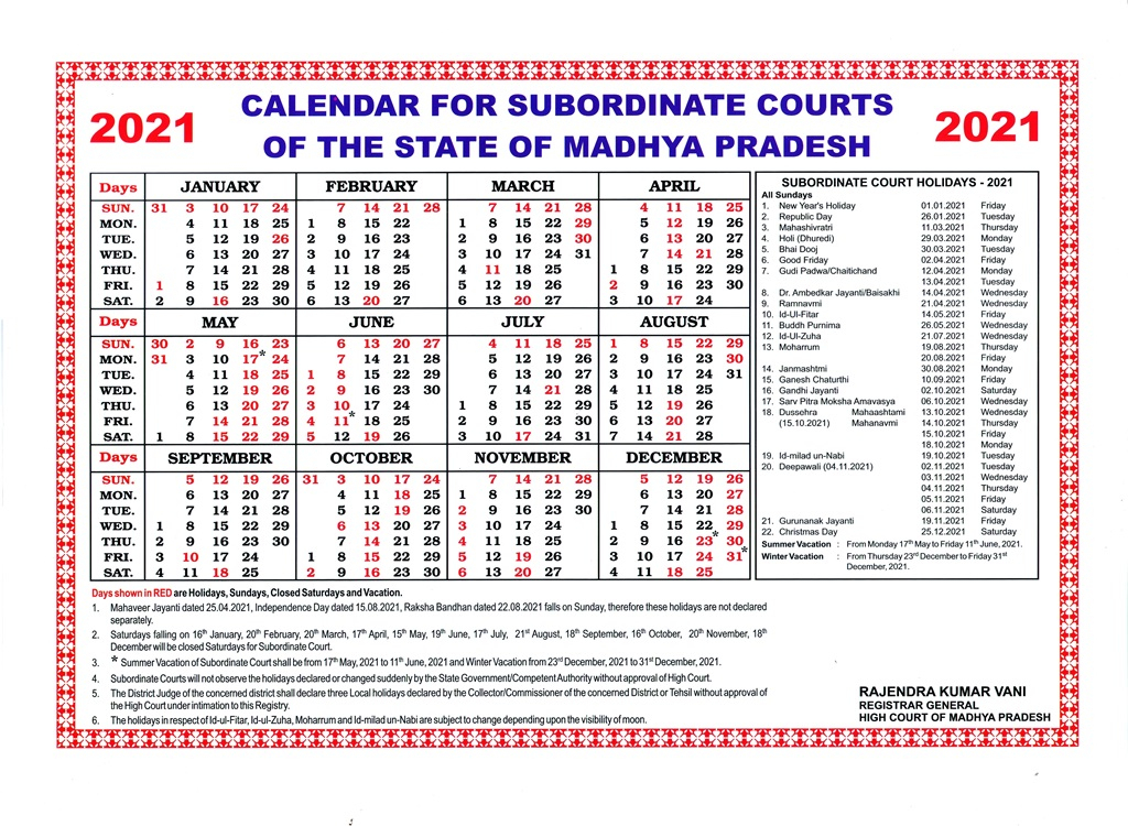 Rajasthan Calendar January 2022