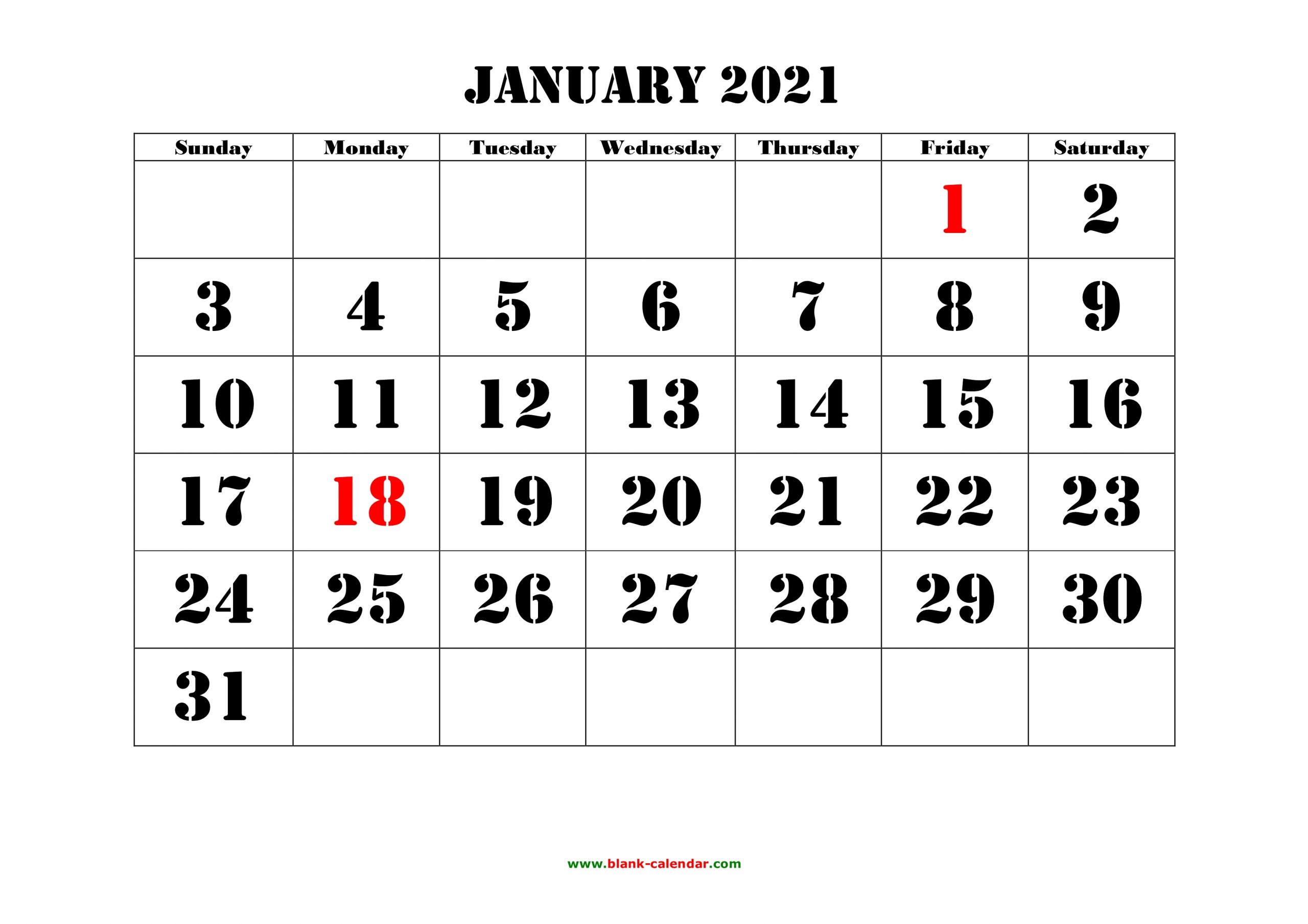 Download Calendar January 2021 : 65+ Printable Calendar