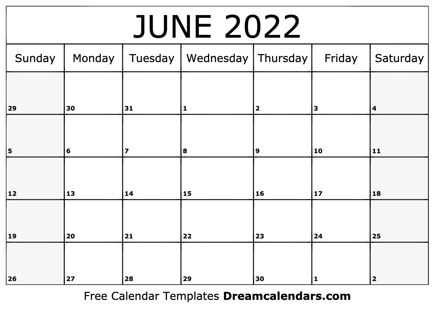 Download Printable June 2022 Calendars