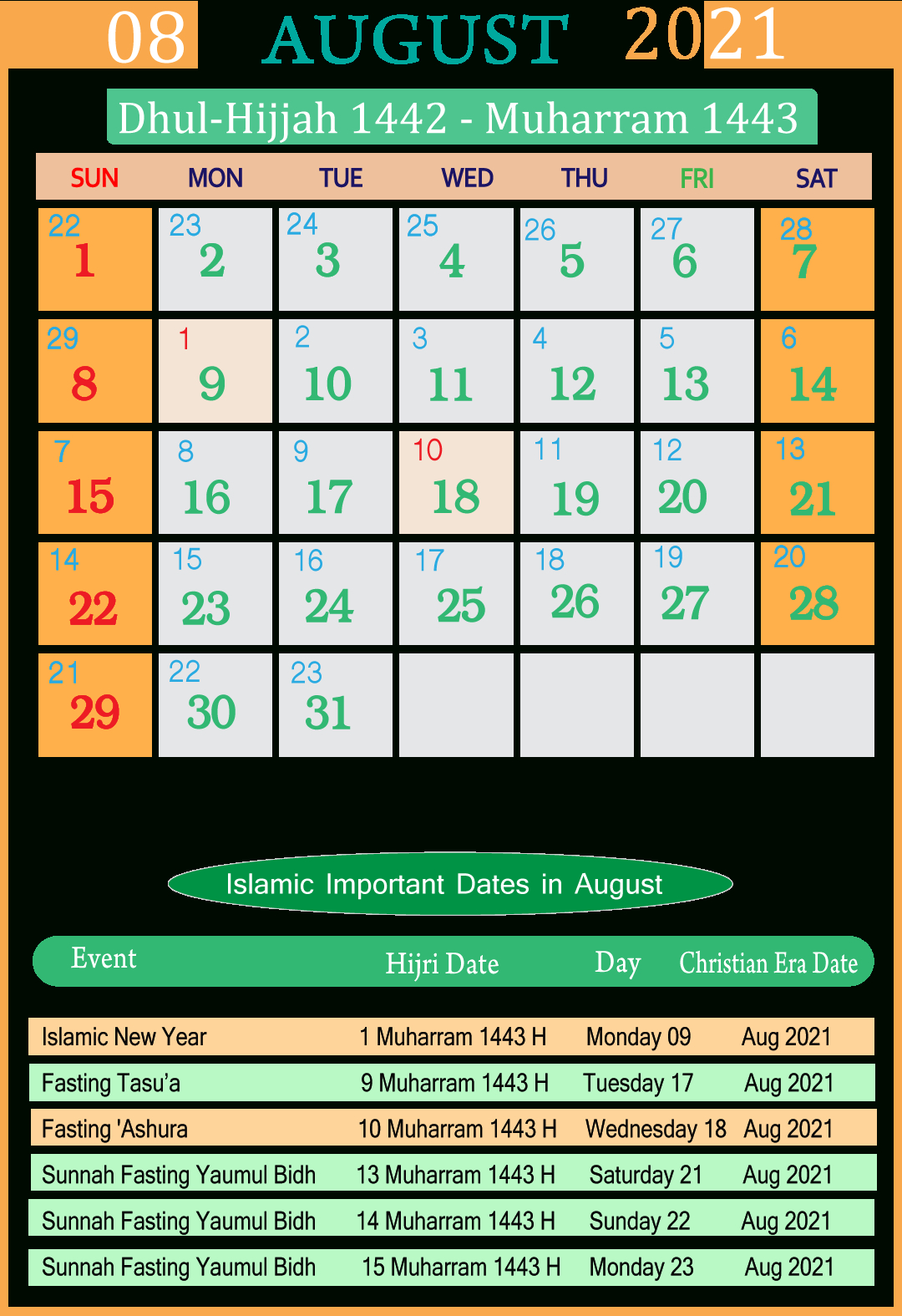 √ Meezan Calendar Islamic Calendar 2021 Urdu - Islamic