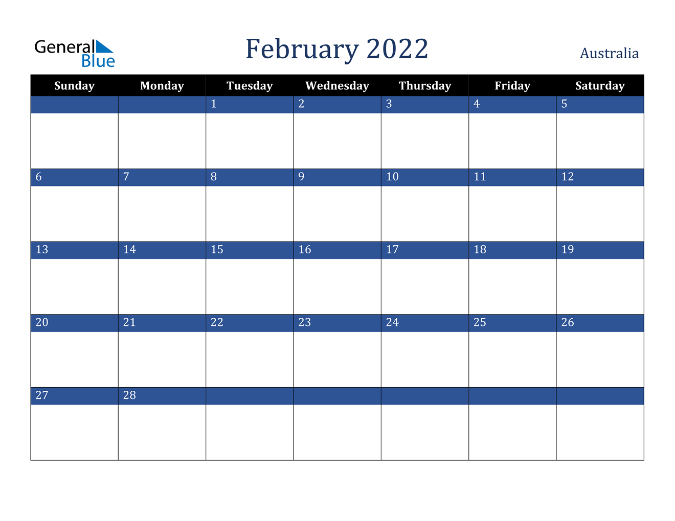 February 2022 Calendar - Australia