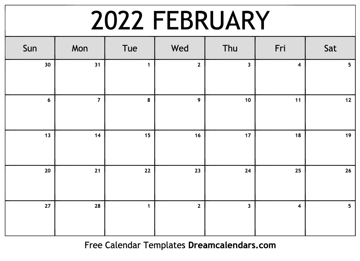 February 2022 Calendar | Free Blank Printable Templates
