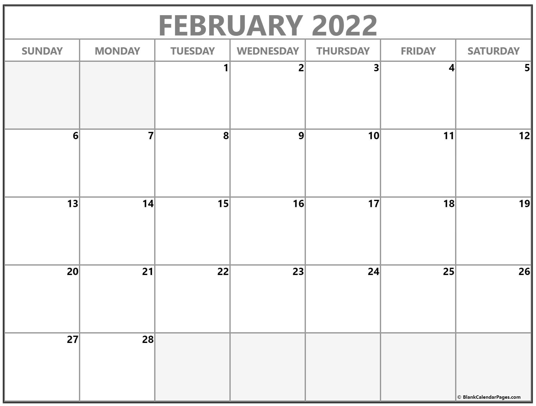 February 2022 Calendar | Free Printable Calendar Templates