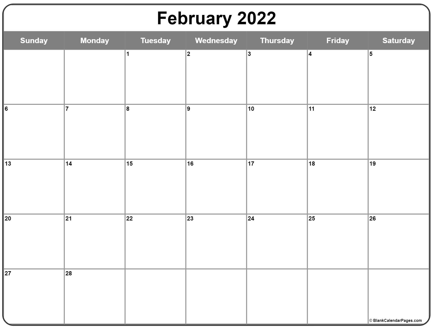 February 2022 Calendar | Free Printable Calendar Templates