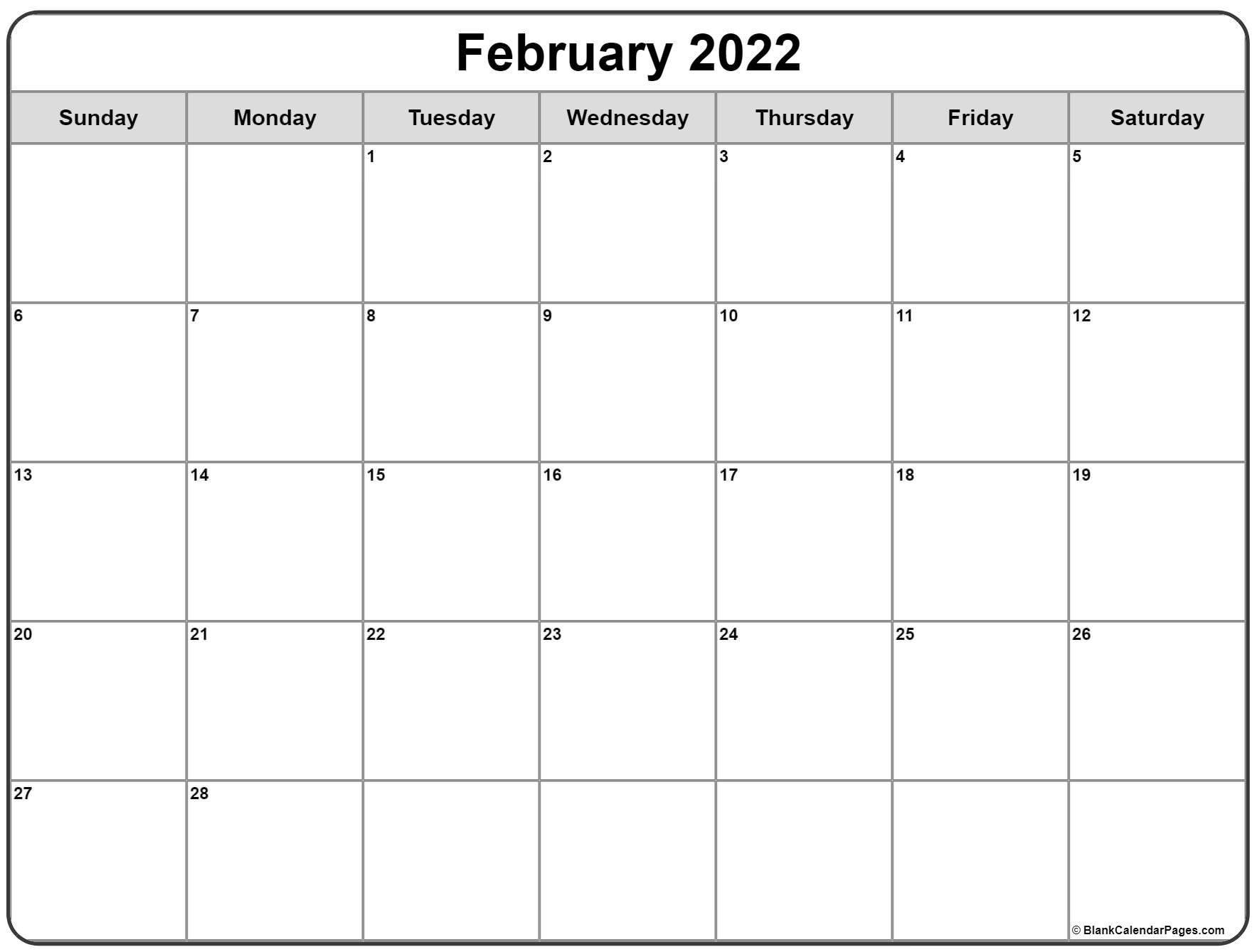 February 2022 Calendar | Free Printable Calendar Templates