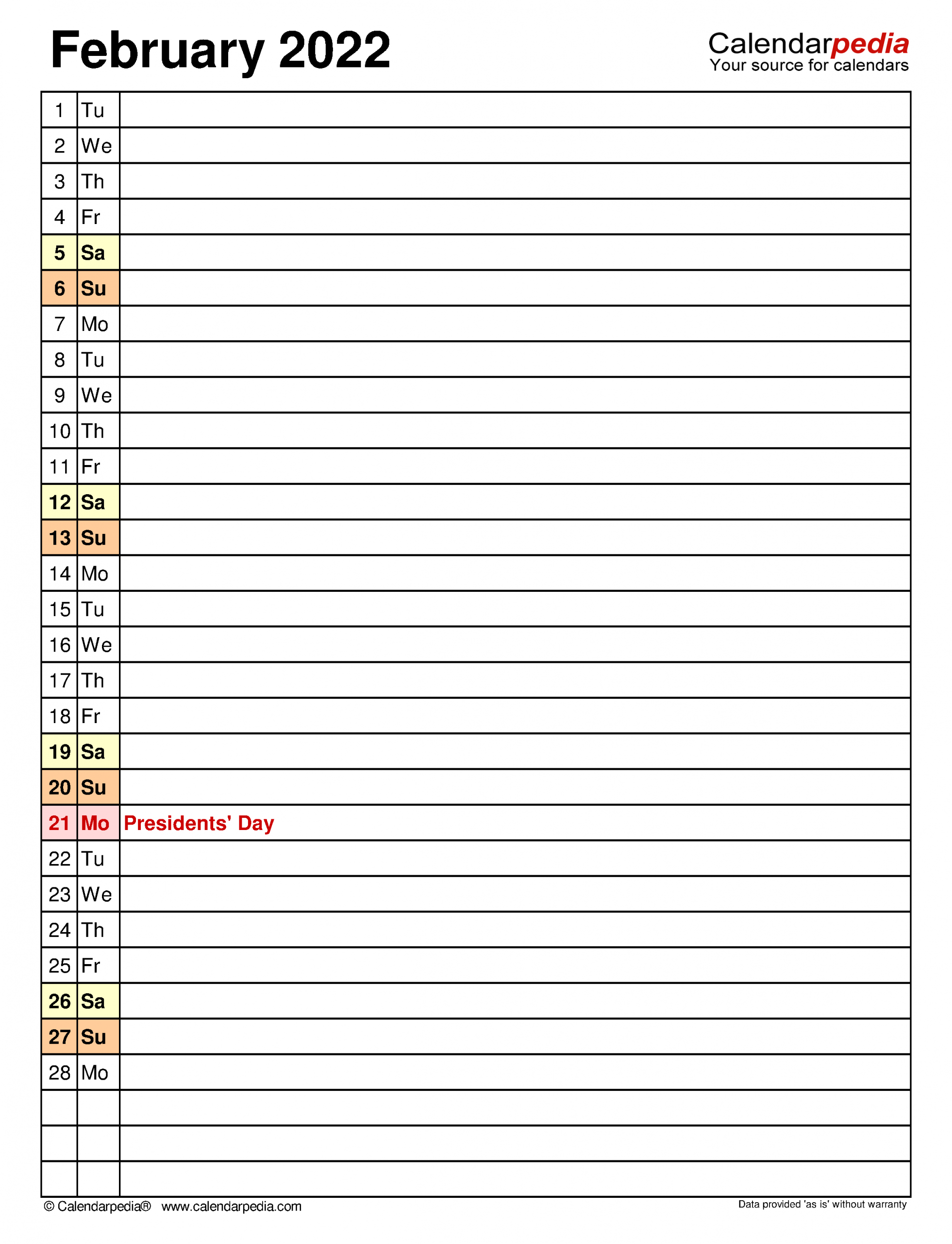 February 2022 Calendar | Templates For Word, Excel And Pdf