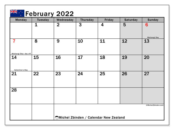 February 2022 Calendars &quot;Public Holidays&quot; - Michel Zbinden En