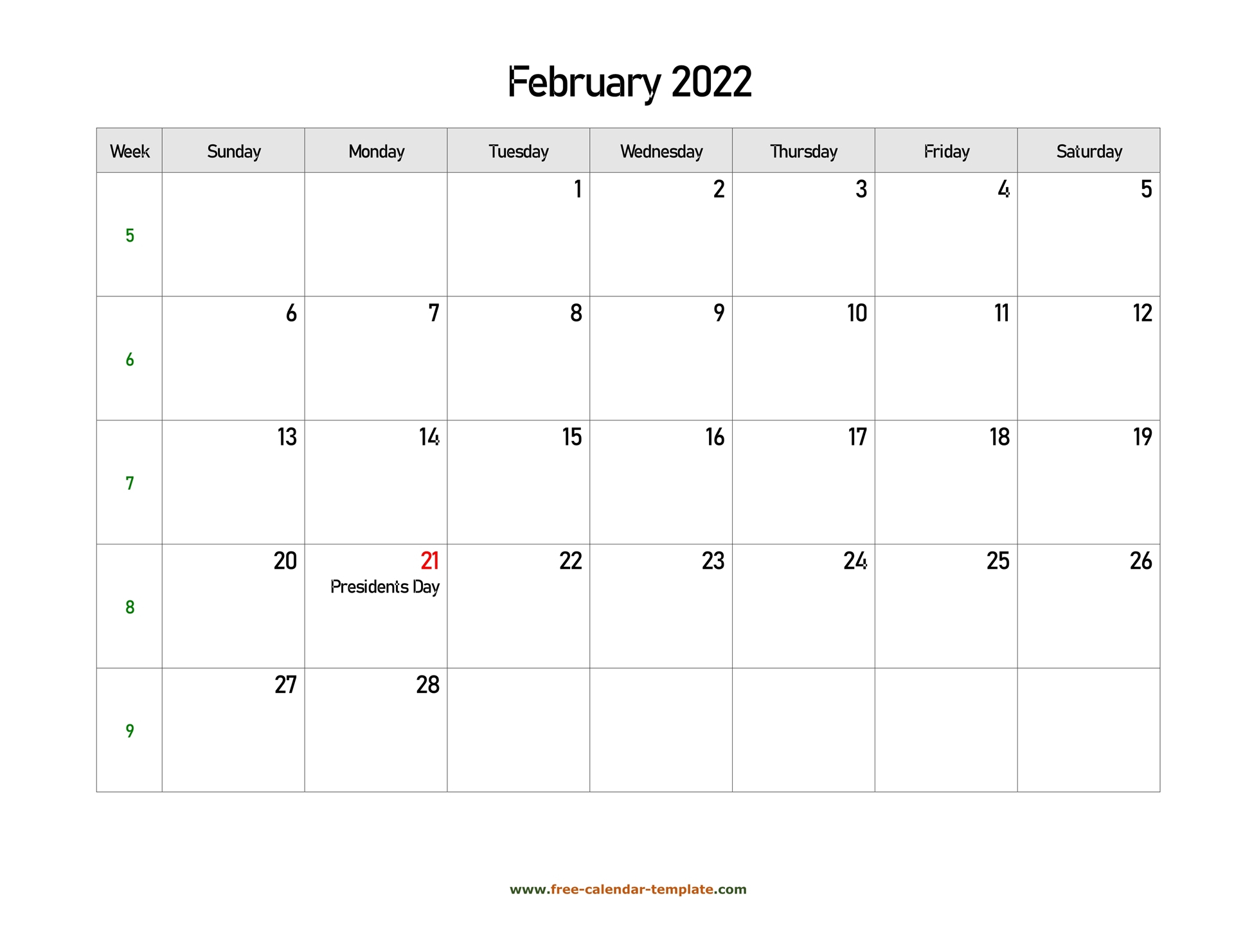 February 2022 Free Calendar Tempplate | Free-Calendar