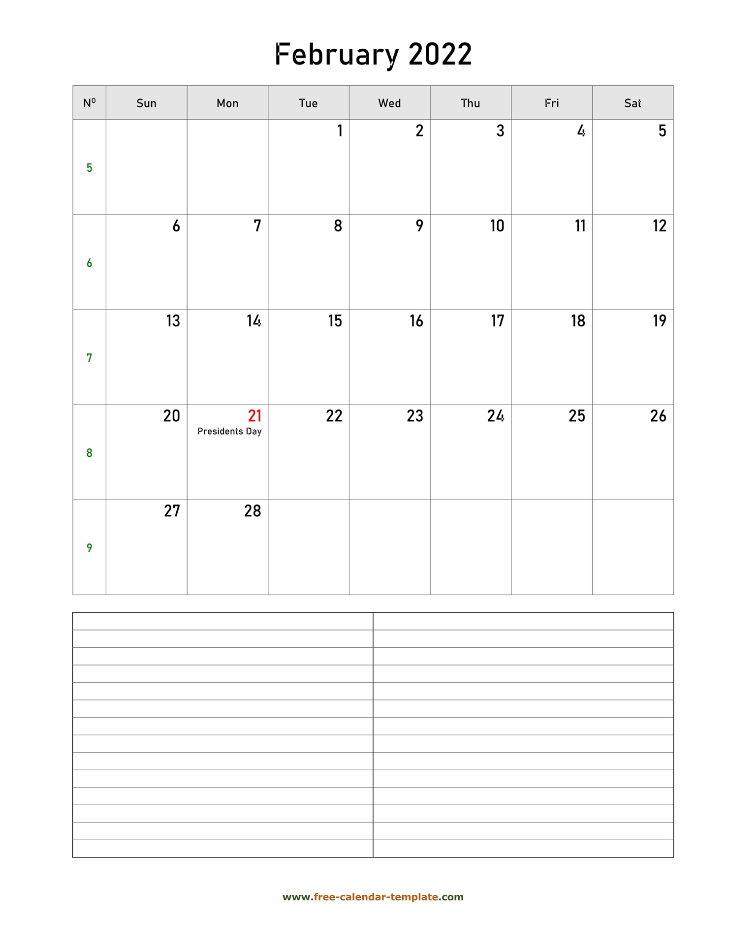 February 2022 Free Calendar Tempplate | Free-Calendar