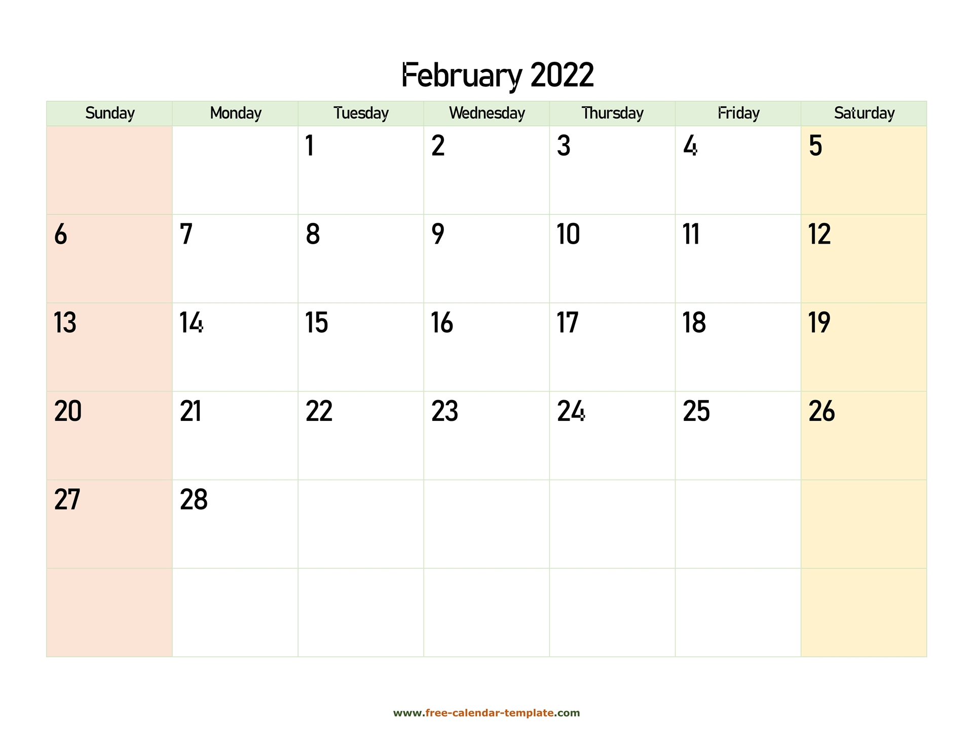 February 2022 Free Calendar Tempplate | Free-Calendar-Template