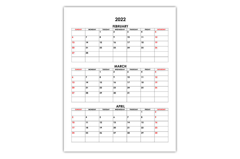 February Calendar 2022 - February 2022 Calendar With