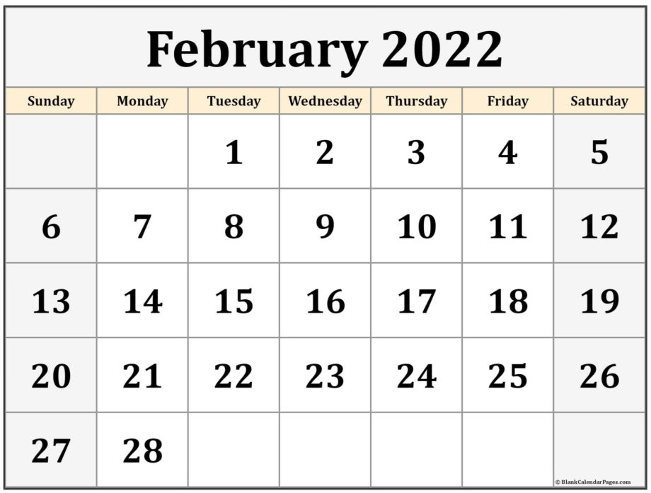 February Calendar 2022 Printable - Monthly Calendars Printable