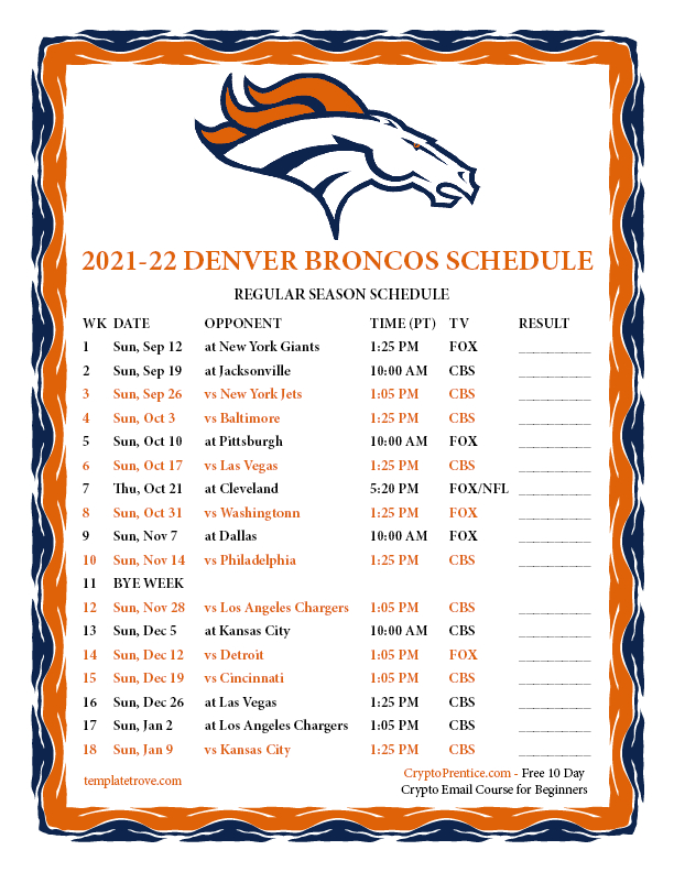 Free Calendar Template 2022 Bronco