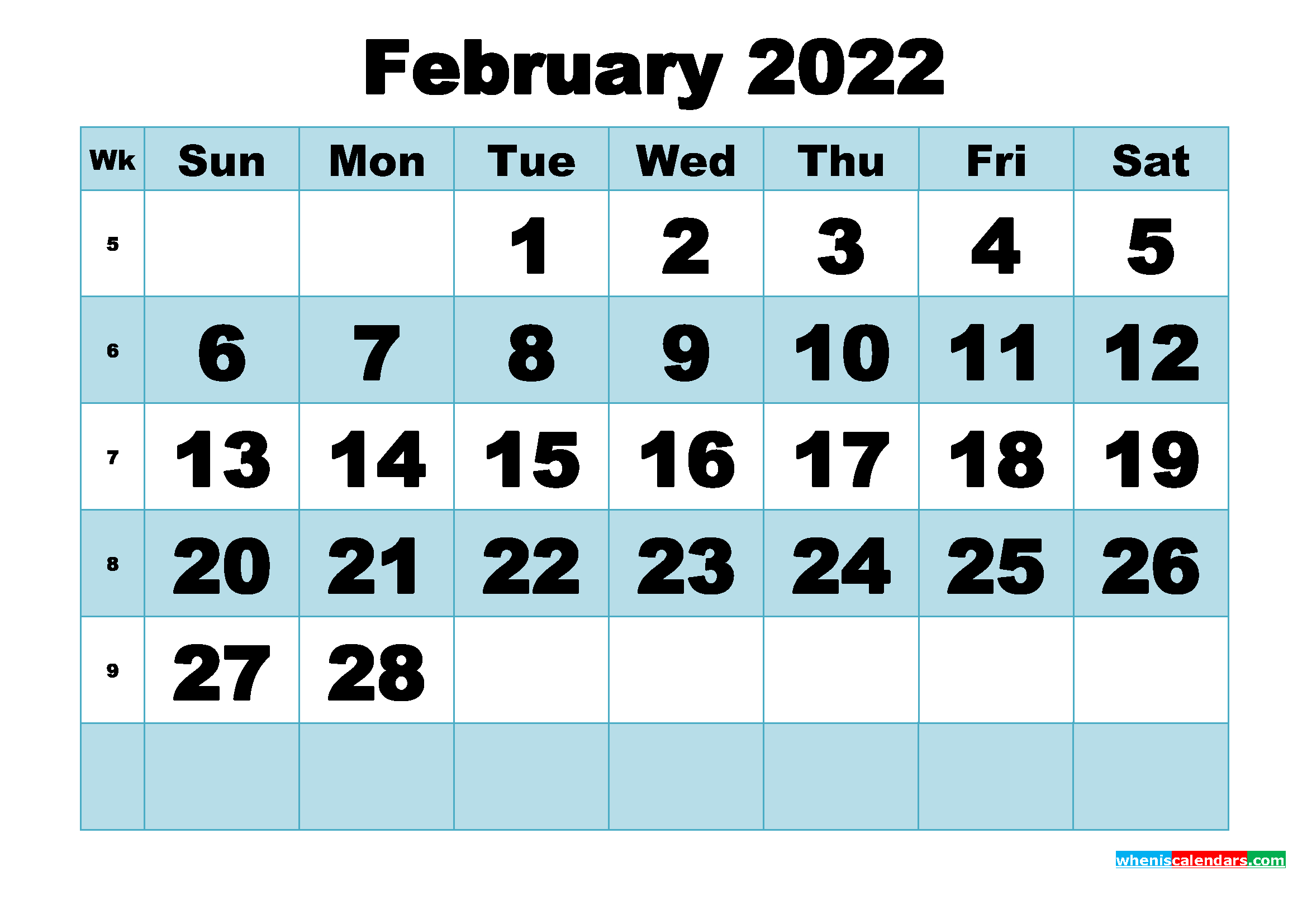 Free Printable February 2022 Calendar Word, Pdf, Image