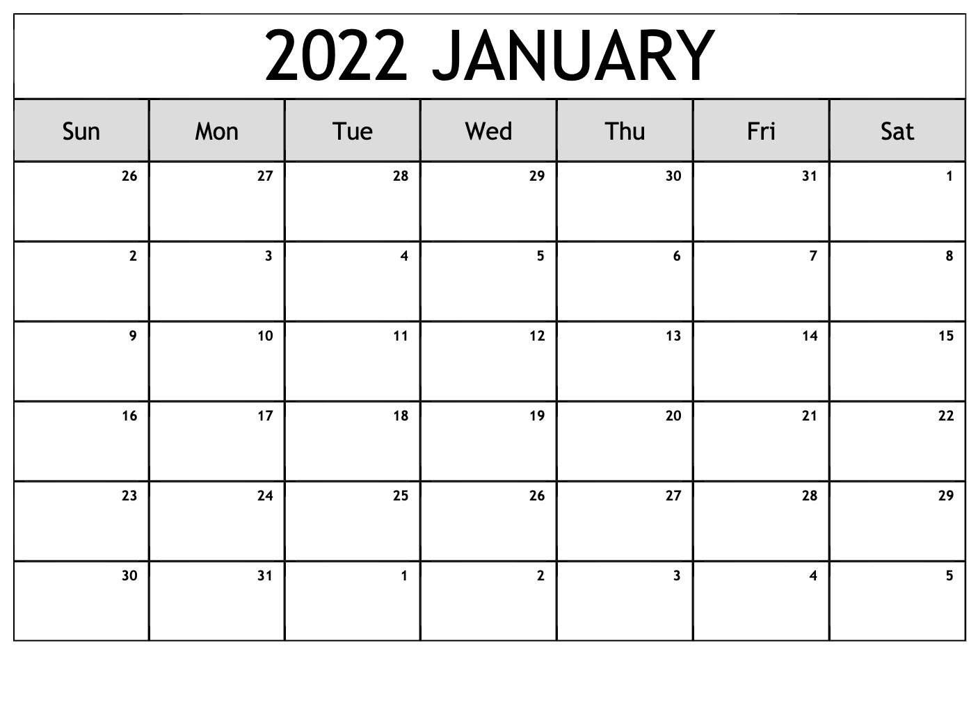 Free Printable January 2022 Calendar | Betacalender4U