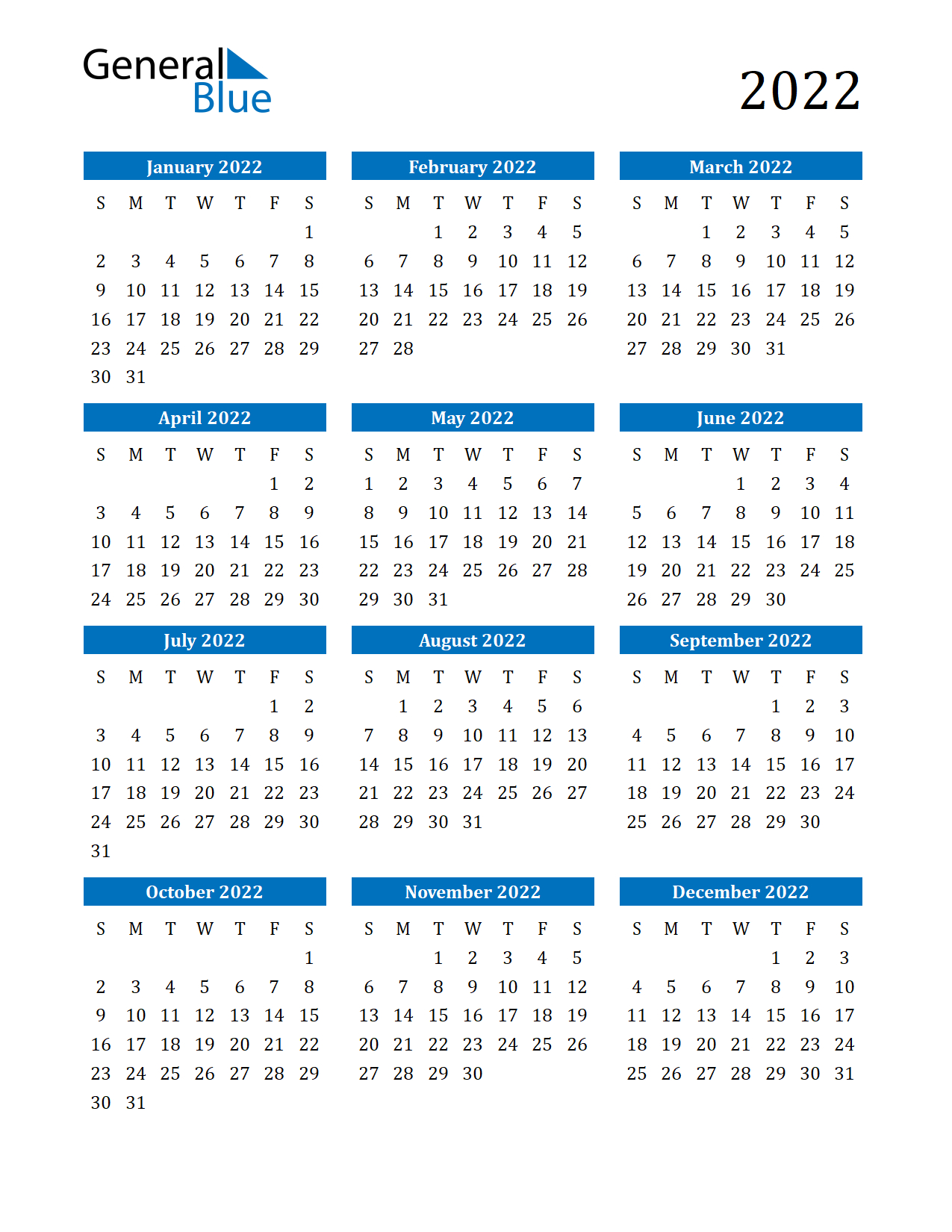 General Blue Printable Weekly Calendar 2022 - Printable