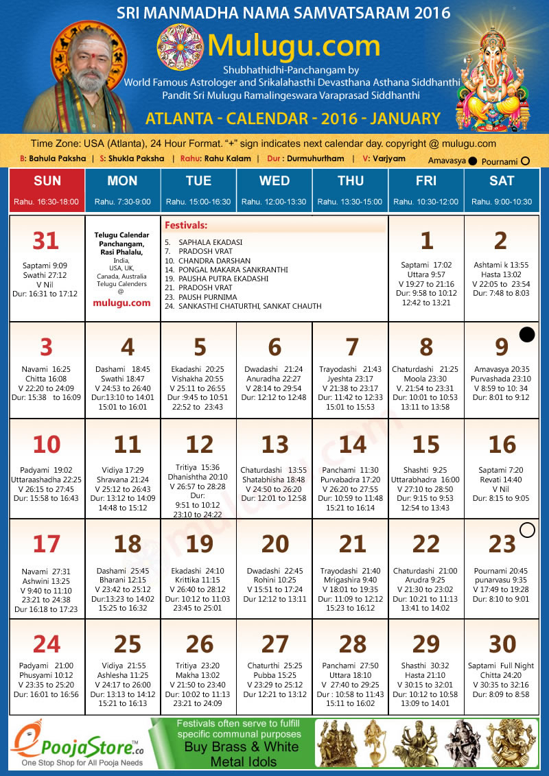 Telugu Calendar 2022 January With Holidays