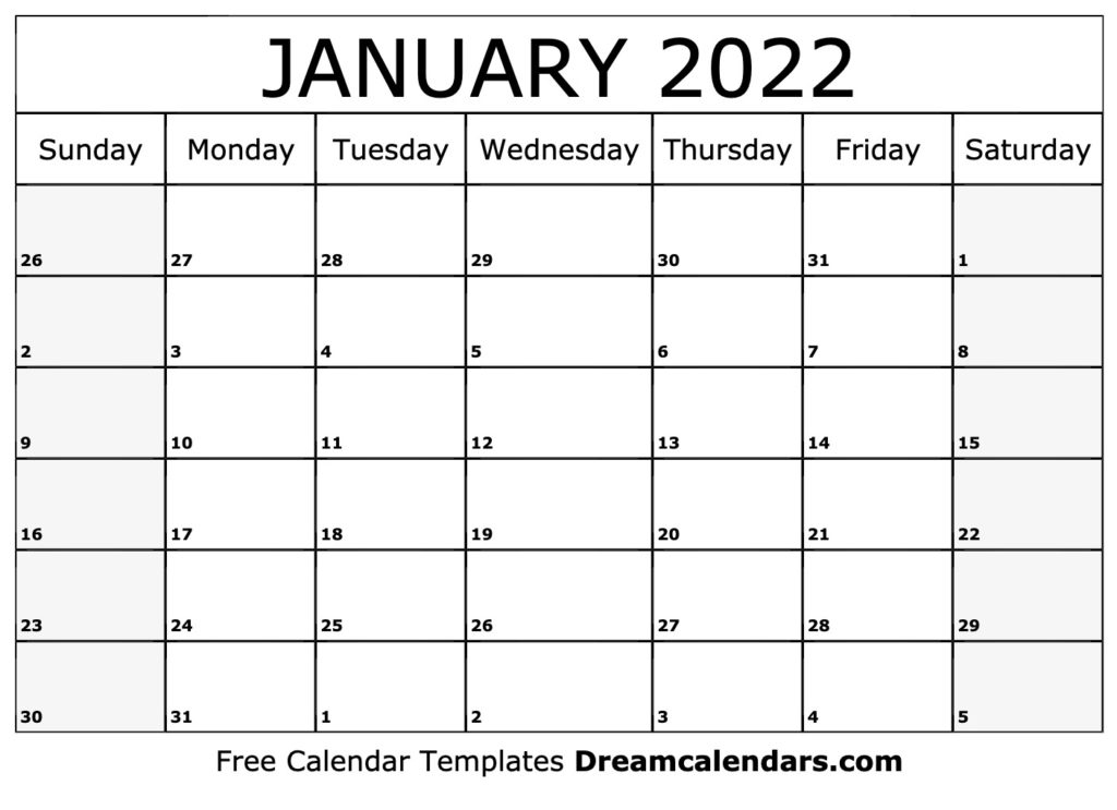 Google Printable Calendar January 2022 - 2023 Printable