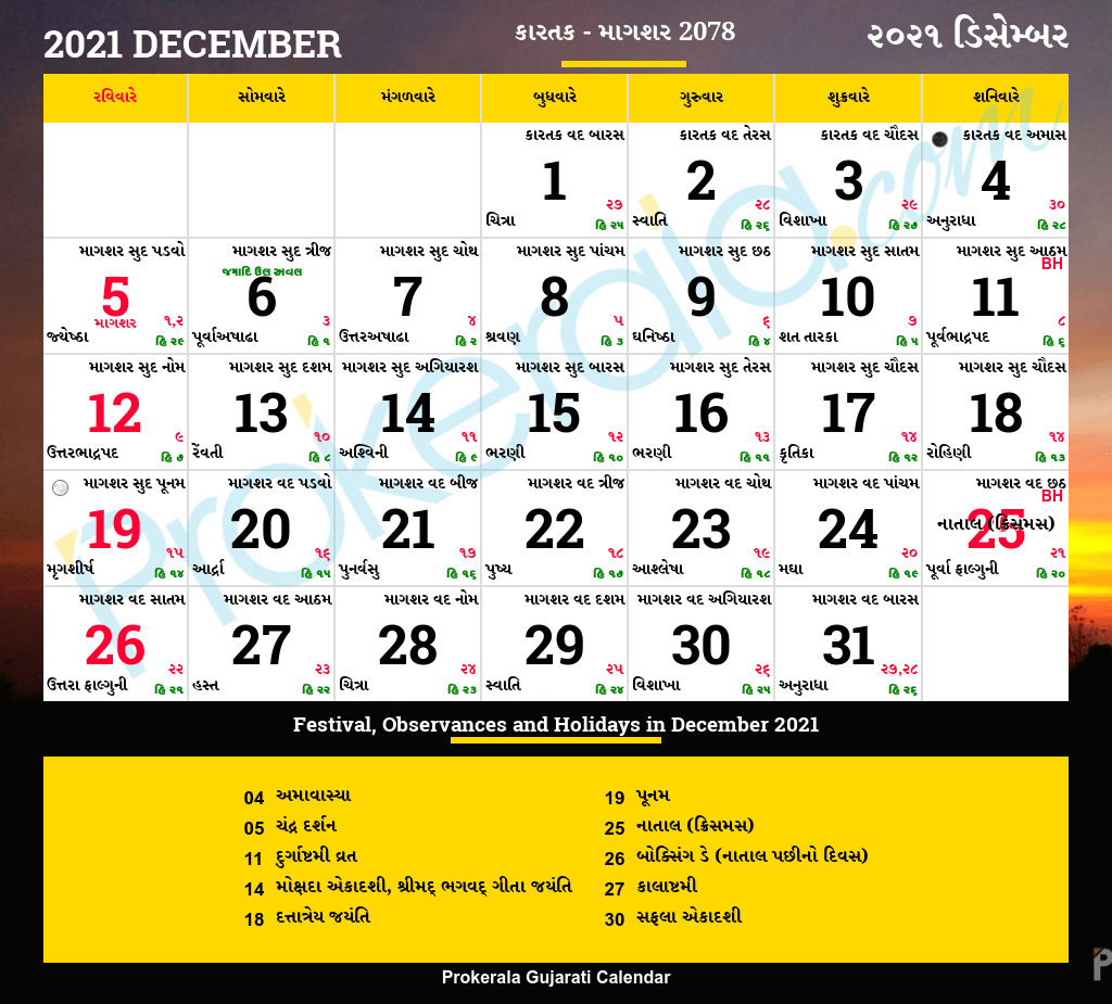 Gujarati Calendar 1993 With Tithi 2022 [Updated Calendar