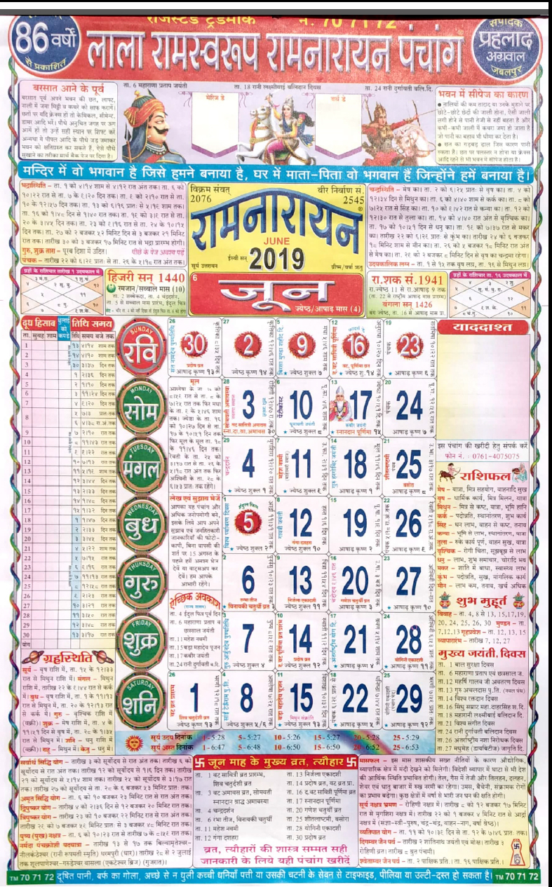 Babulal Chaturvedi Calendar 2022 January