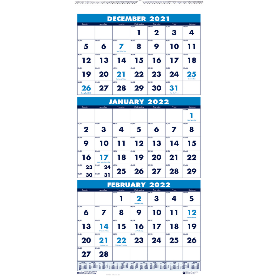 House Of Doolittle 3-Month Vertical 17&quot; Wall Calendar