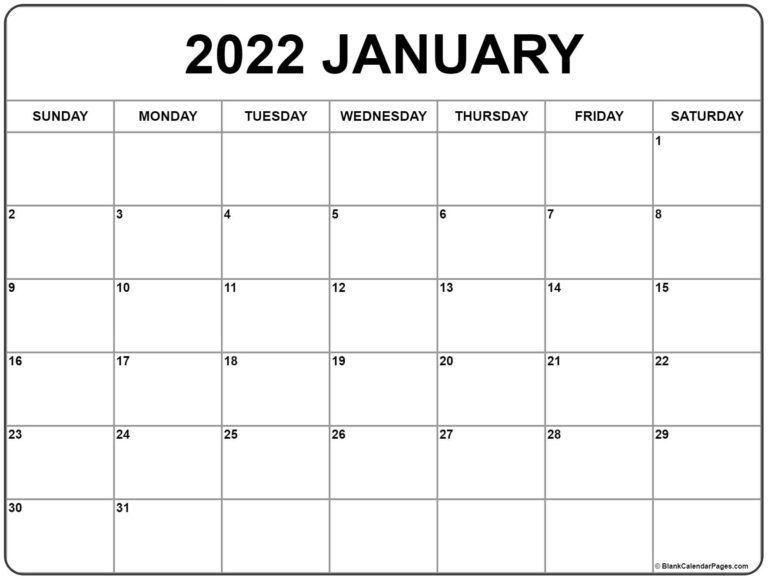 January-2022-Calendar-B18 Printable Calendar