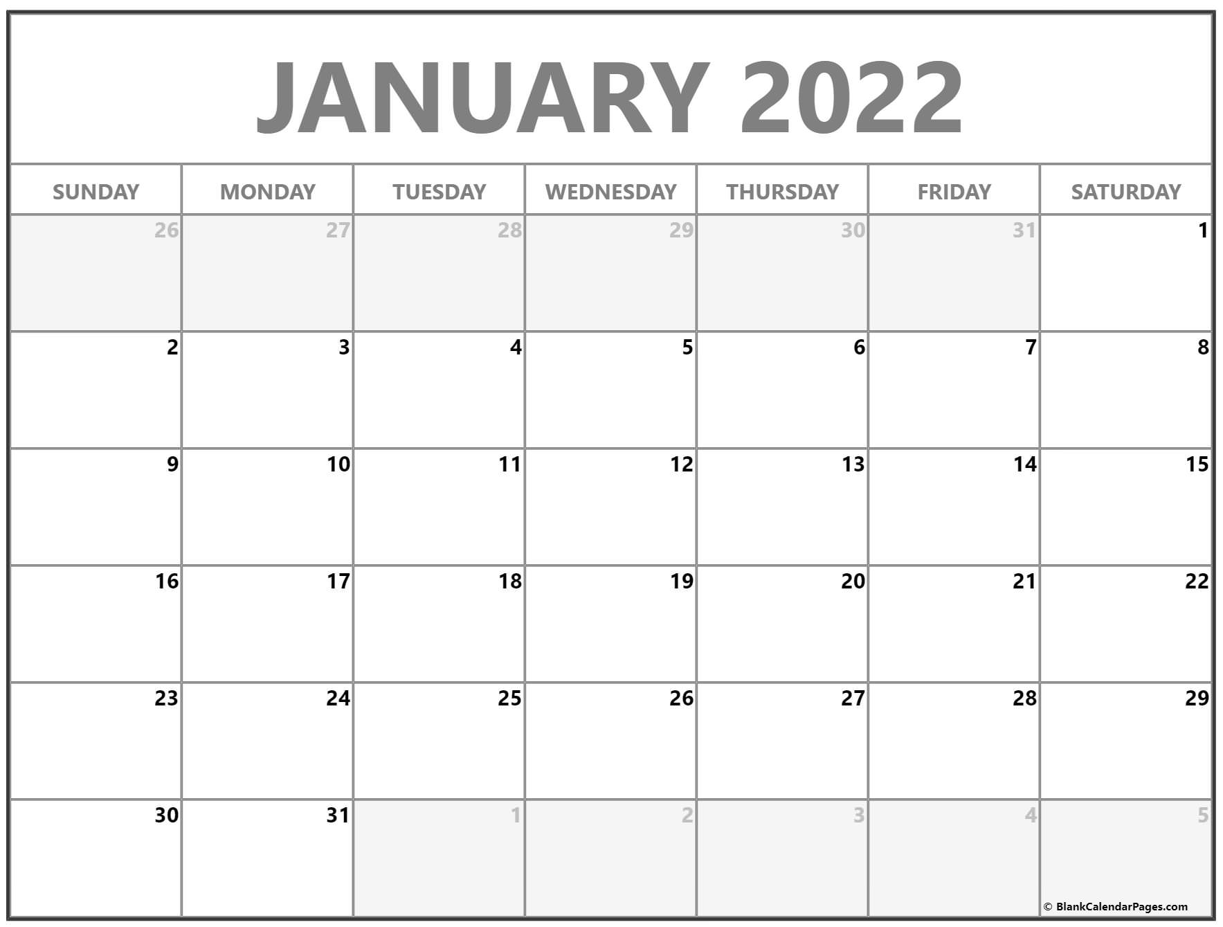 January 2022 Calendar | Free Printable Calendar Templates