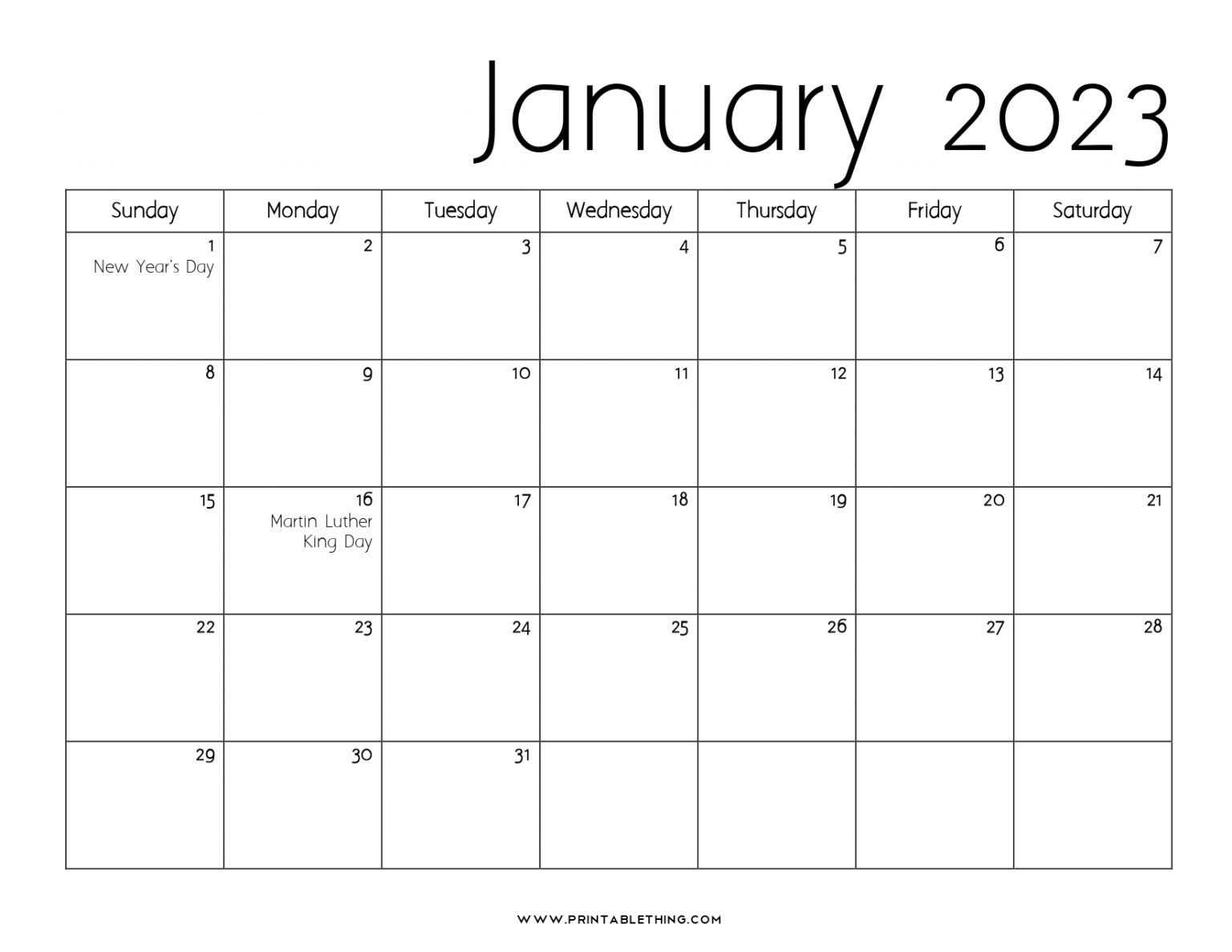 January 2022 Calendar Printable, Pdf, Us Holidays, January