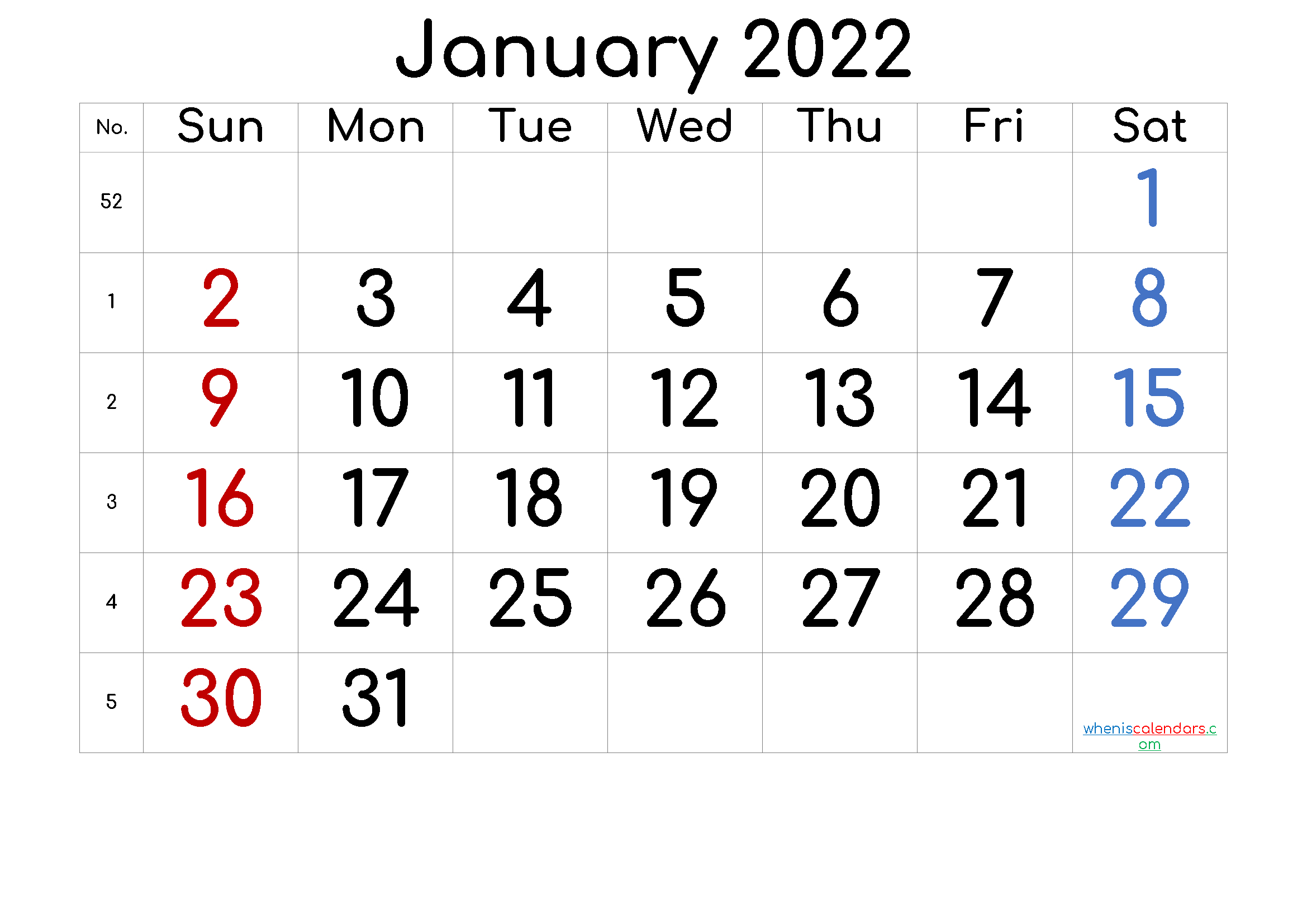 January 2022 Calendar Rustic