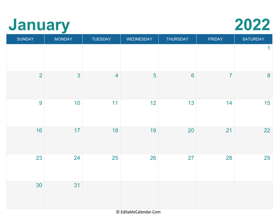 January 2022 Calendar Templates