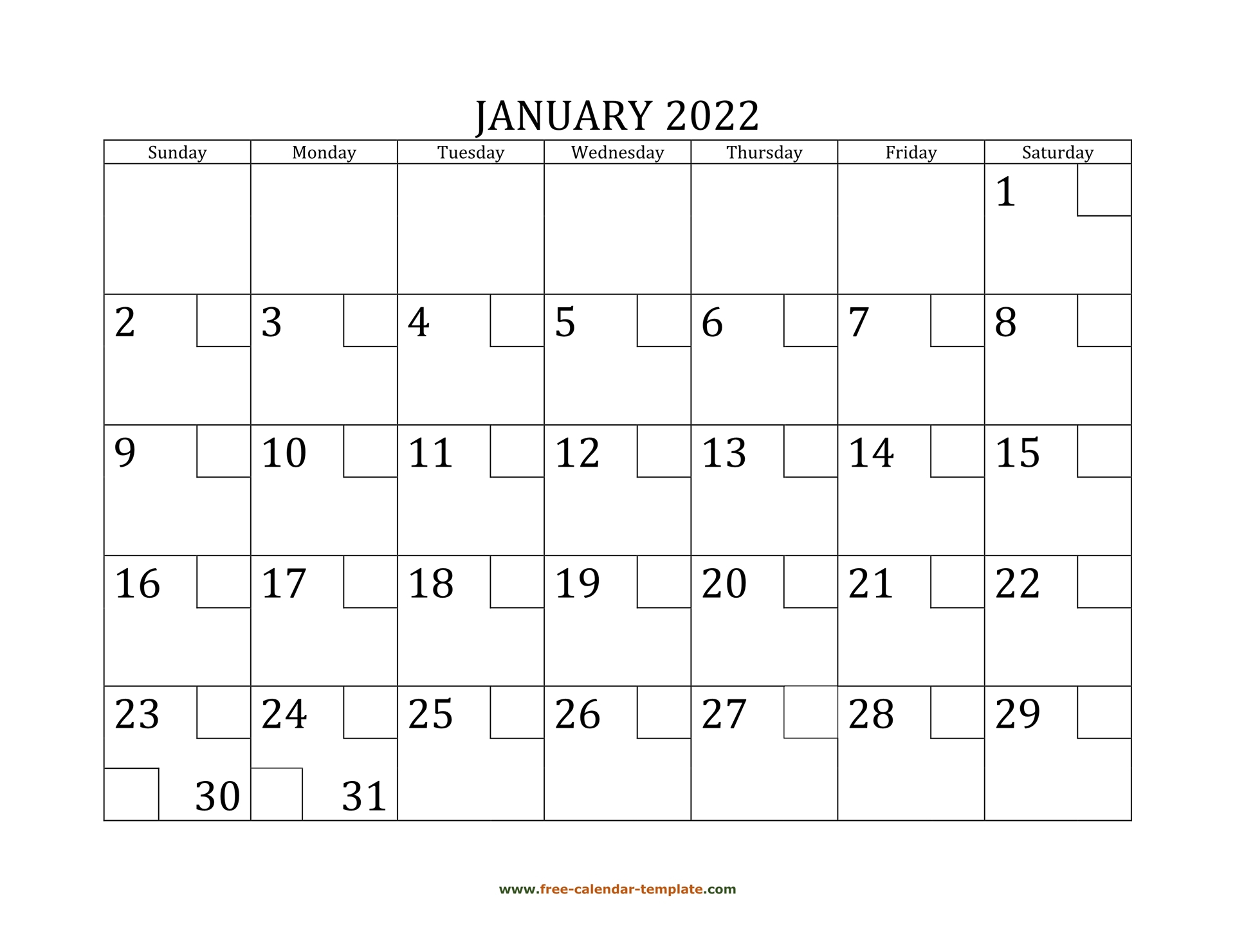 January 2022 Free Calendar Tempplate | Free-Calendar