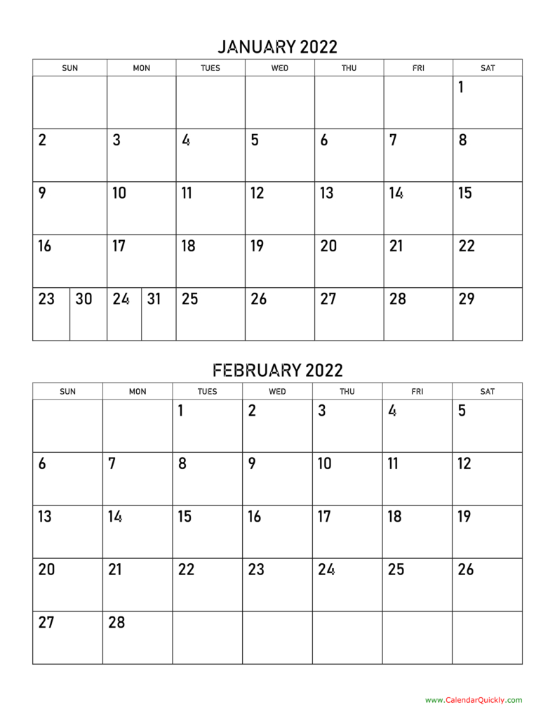 January 2022 Calendar Special Days