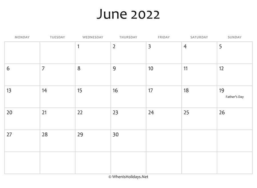 June Calendar Day 2022 | March Calendar 2022