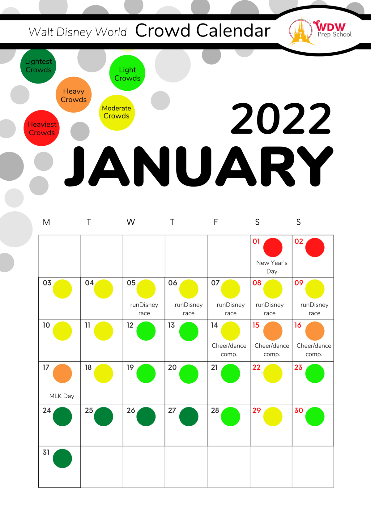 January 2022 Crowd Calendar Disney World