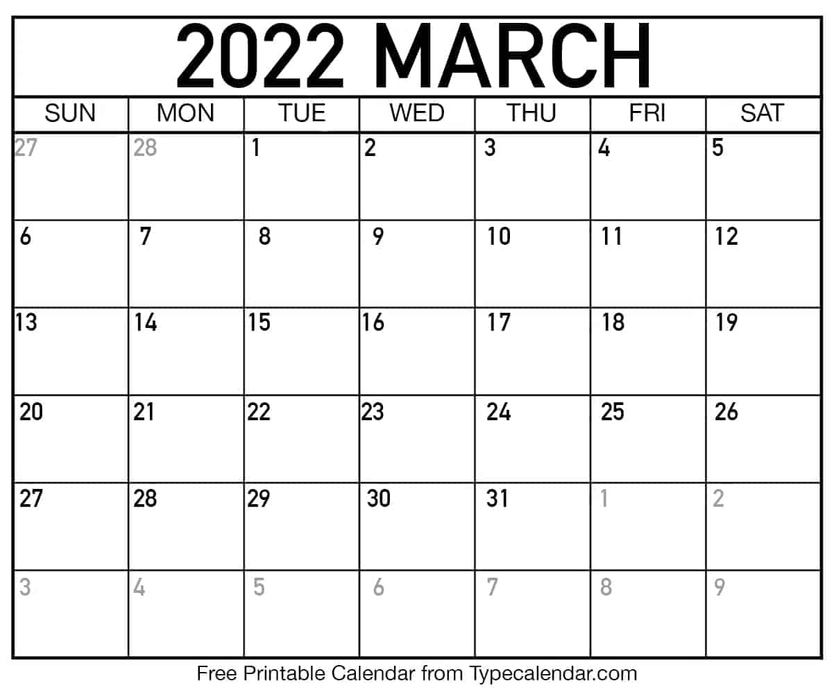 National Day Calendar 2022 March - February Calendar 2022