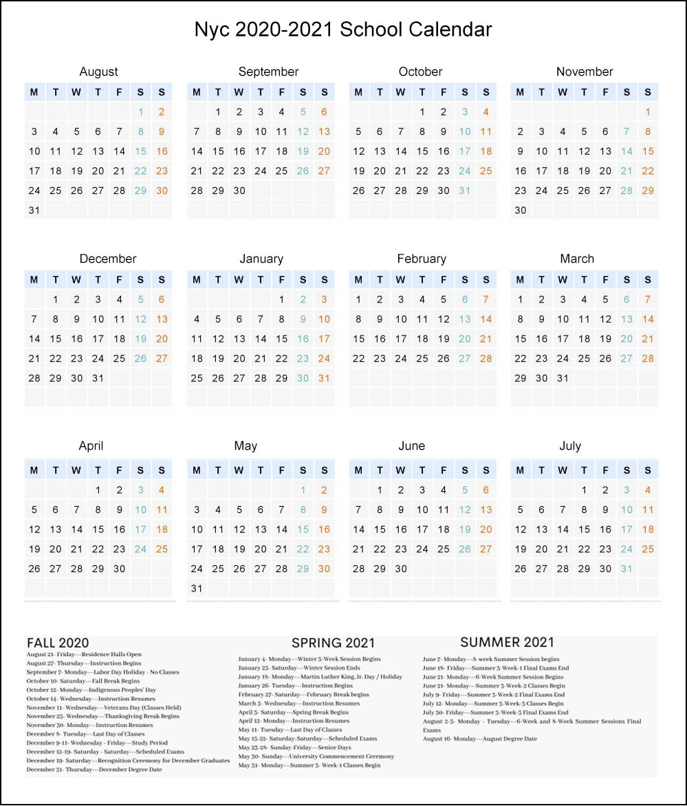 Nyc Schools Calendar 2022 Printables